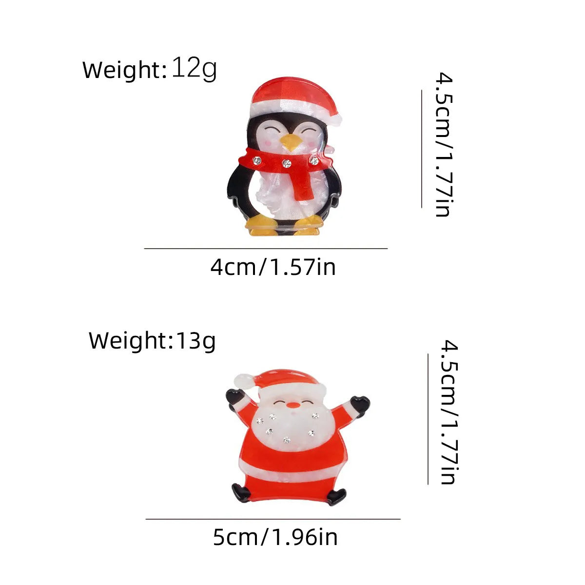 Women'S Cute Classic Style Penguin Santa Claus Arylic Artificial Gemstones Hair Claws