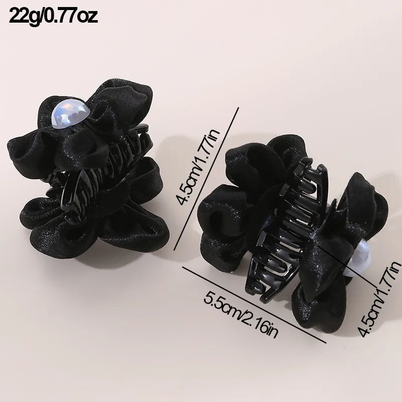 Women'S Cute Flower Artificial Pearl Cloth Hair Claws