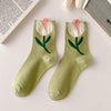 Women'S Cute Flower Cotton Crew Socks A Pair