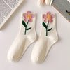 Women'S Cute Flower Cotton Crew Socks A Pair