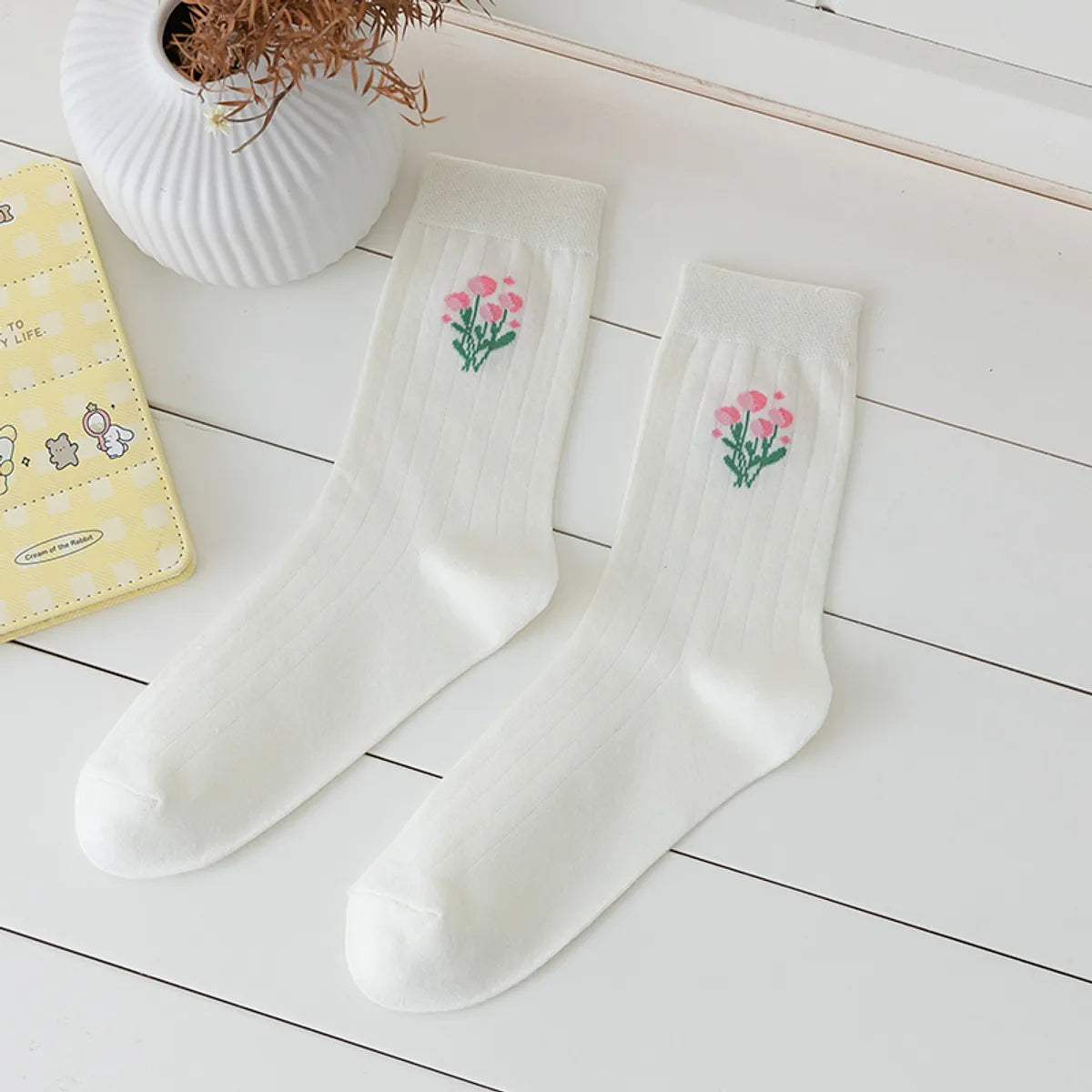 Women'S Cute Flower Nylon Cotton Ankle Socks A Pair