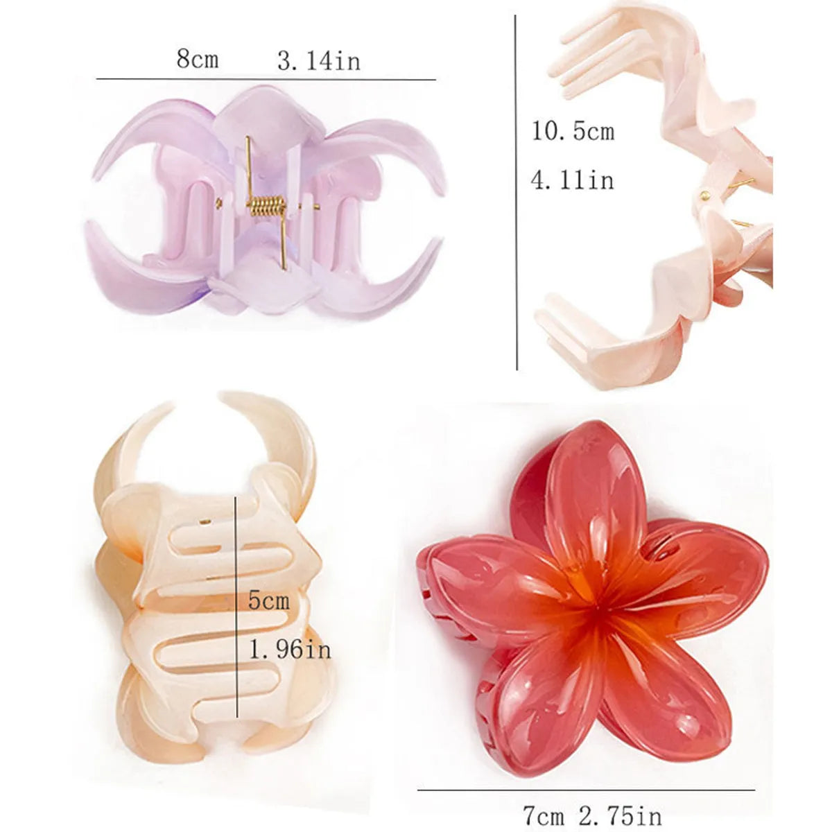 Women'S Cute Flower Plastic Resin Stoving Varnish Hair Claws