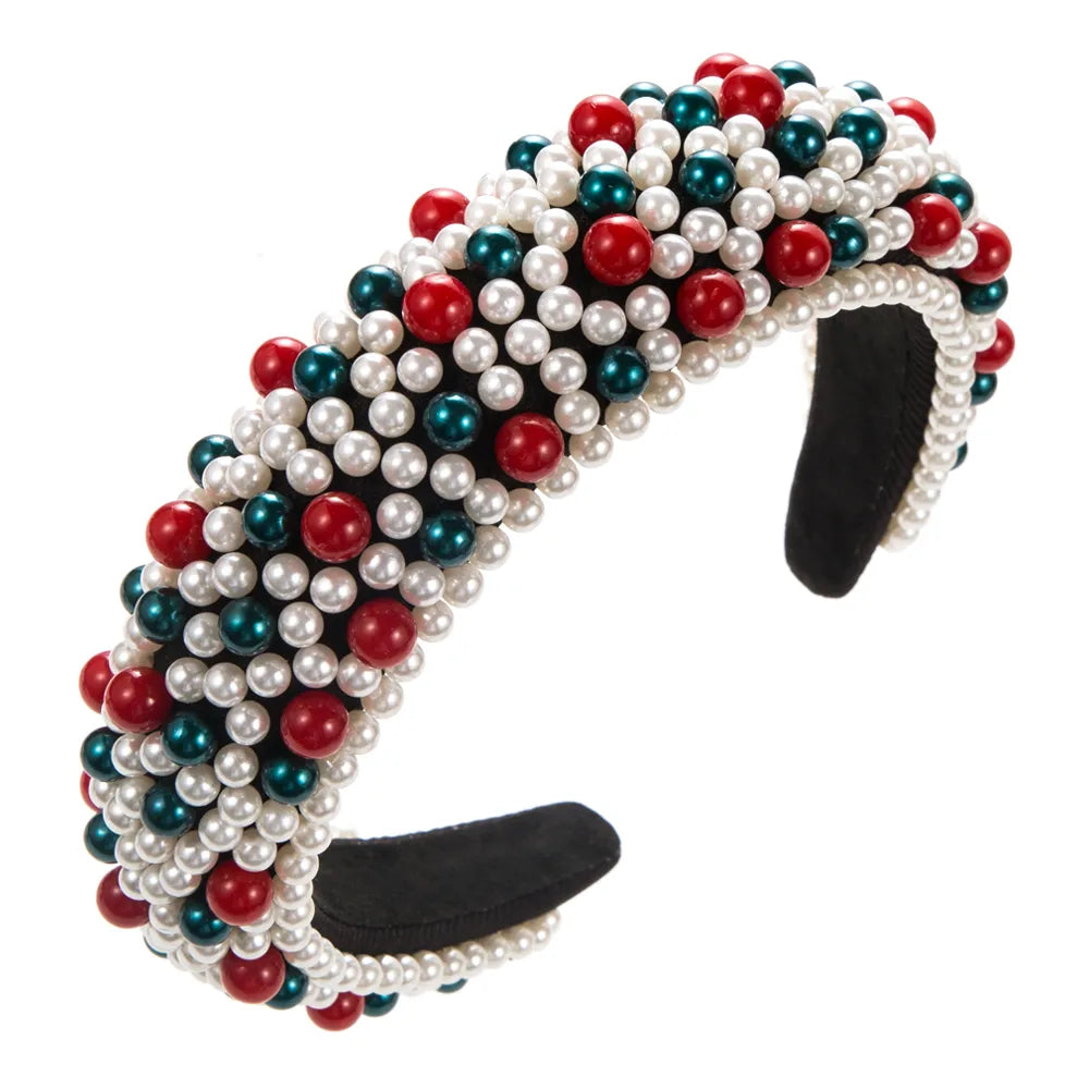 Women'S Cute Geometric Imitation Pearl Cloth Sponge Inlay Pearl Hair Band