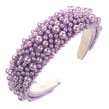 Women'S Cute Geometric Imitation Pearl Cloth Sponge Inlay Pearl Hair Band