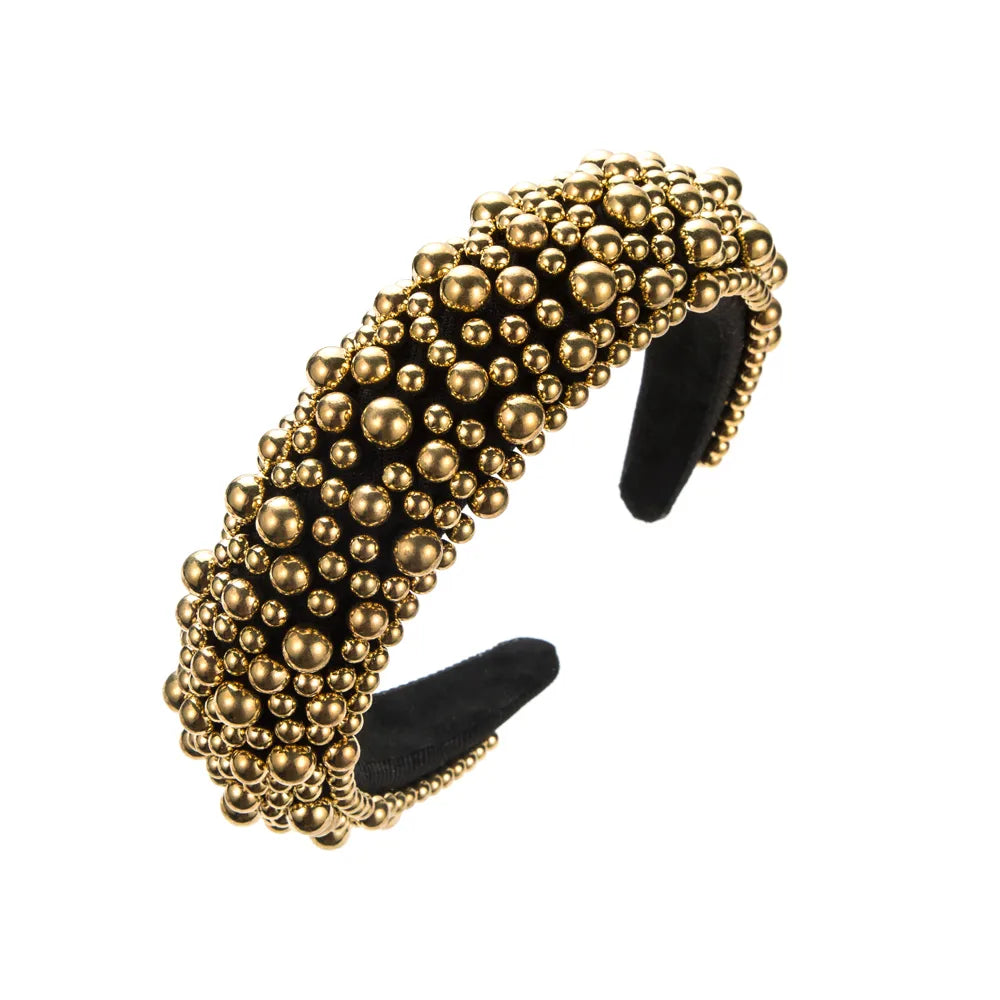 Women'S Cute Geometric Imitation Pearl Cloth Sponge Inlay Pearl Hair Band