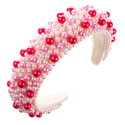 Women'S Cute Geometric Imitation Pearl Cloth Sponge Inlay Pearl Hair Band