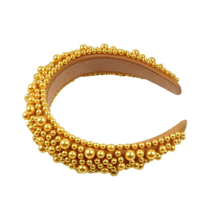 Women'S Cute Geometric Imitation Pearl Cloth Sponge Inlay Pearl Hair Band