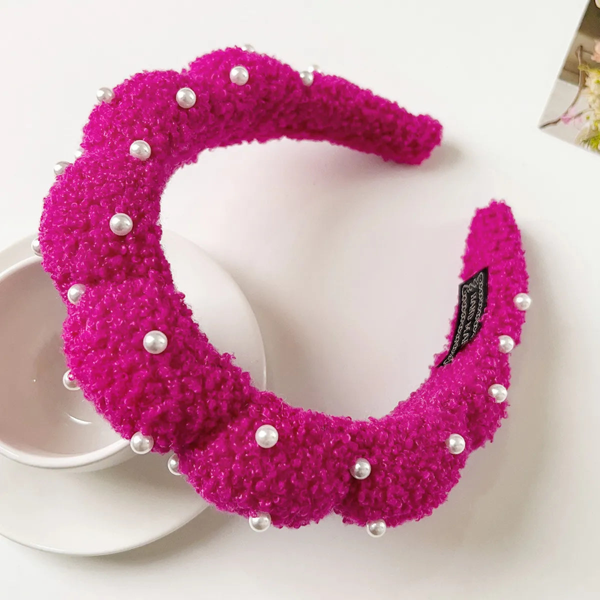 Women'S Cute Korean Style Geometric Cloth Inlay Artificial Pearls Hair Band