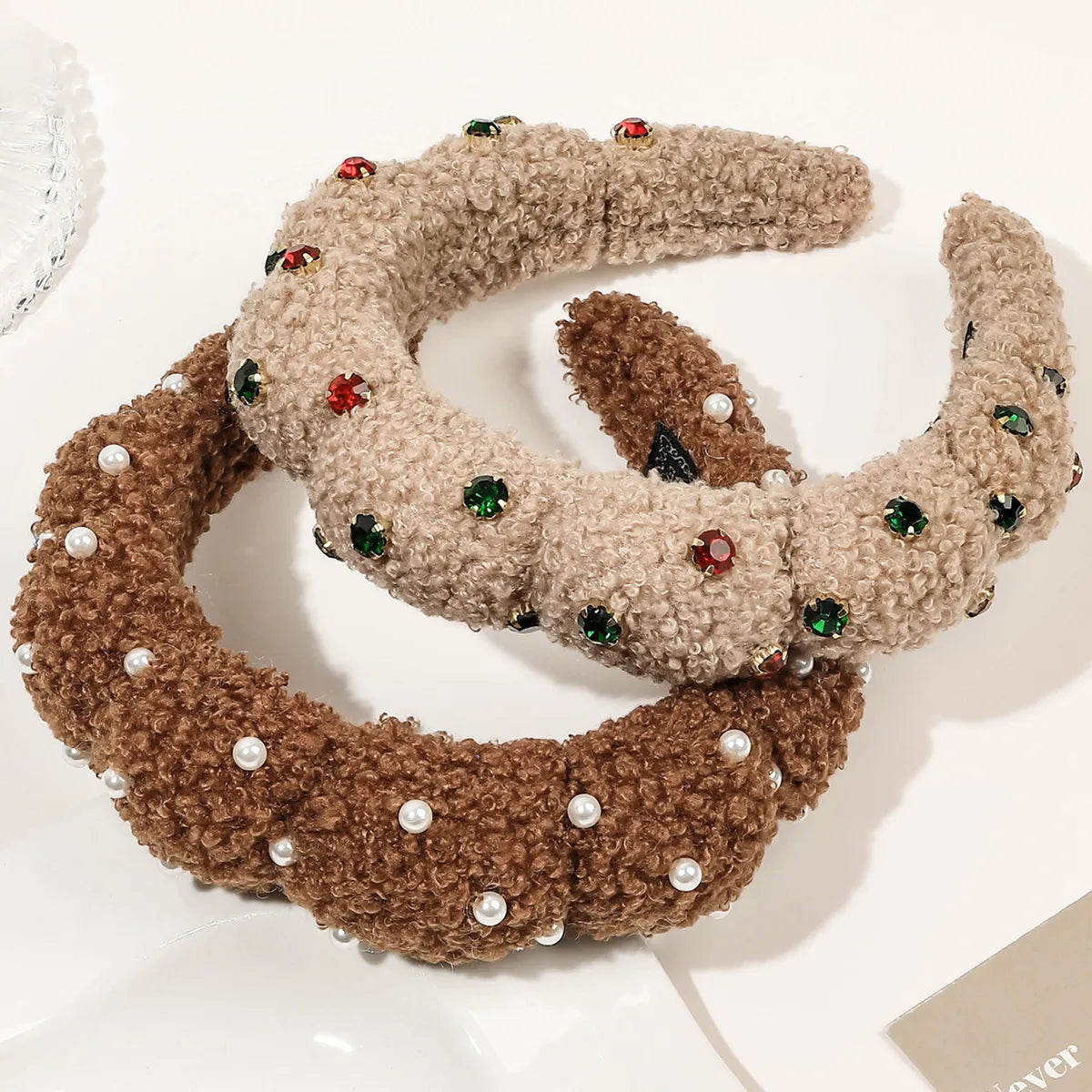 Women'S Cute Korean Style Geometric Cloth Inlay Artificial Pearls Hair Band