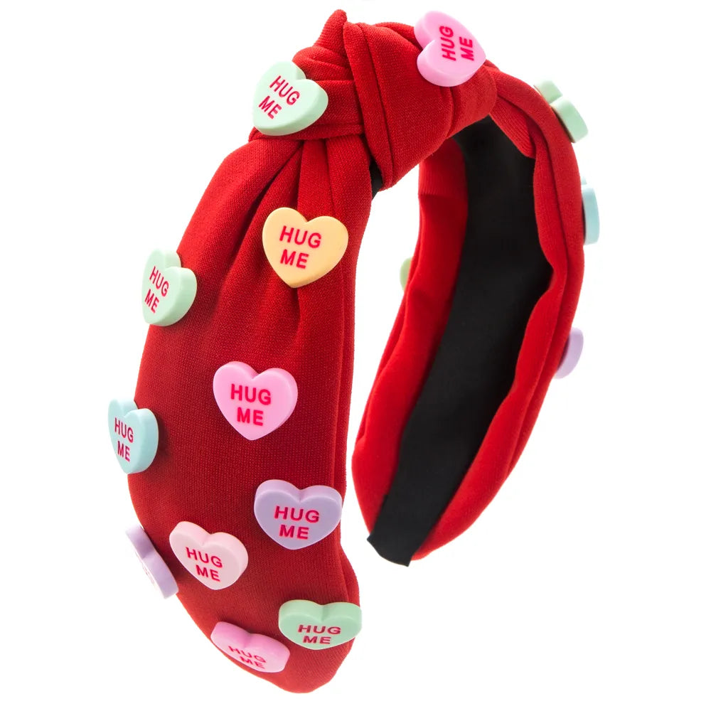 Women'S Cute Letter Heart Shape Cloth Resin Inlay Resin Hair Band