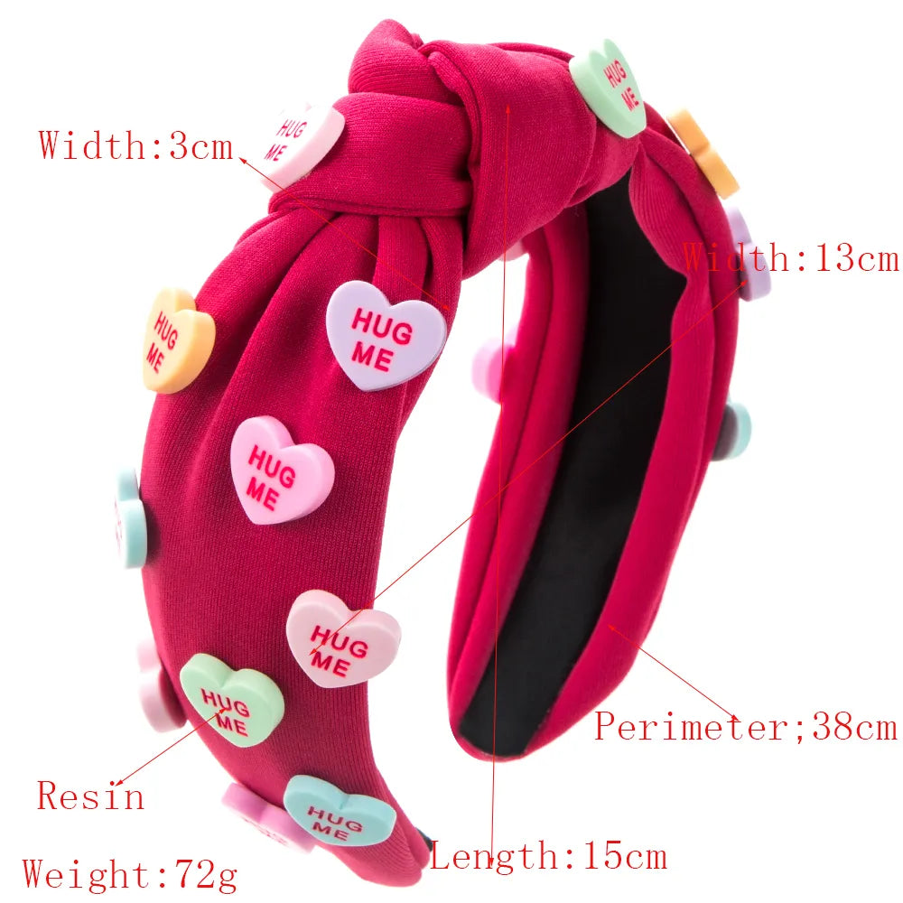 Women'S Cute Letter Heart Shape Cloth Resin Inlay Resin Hair Band