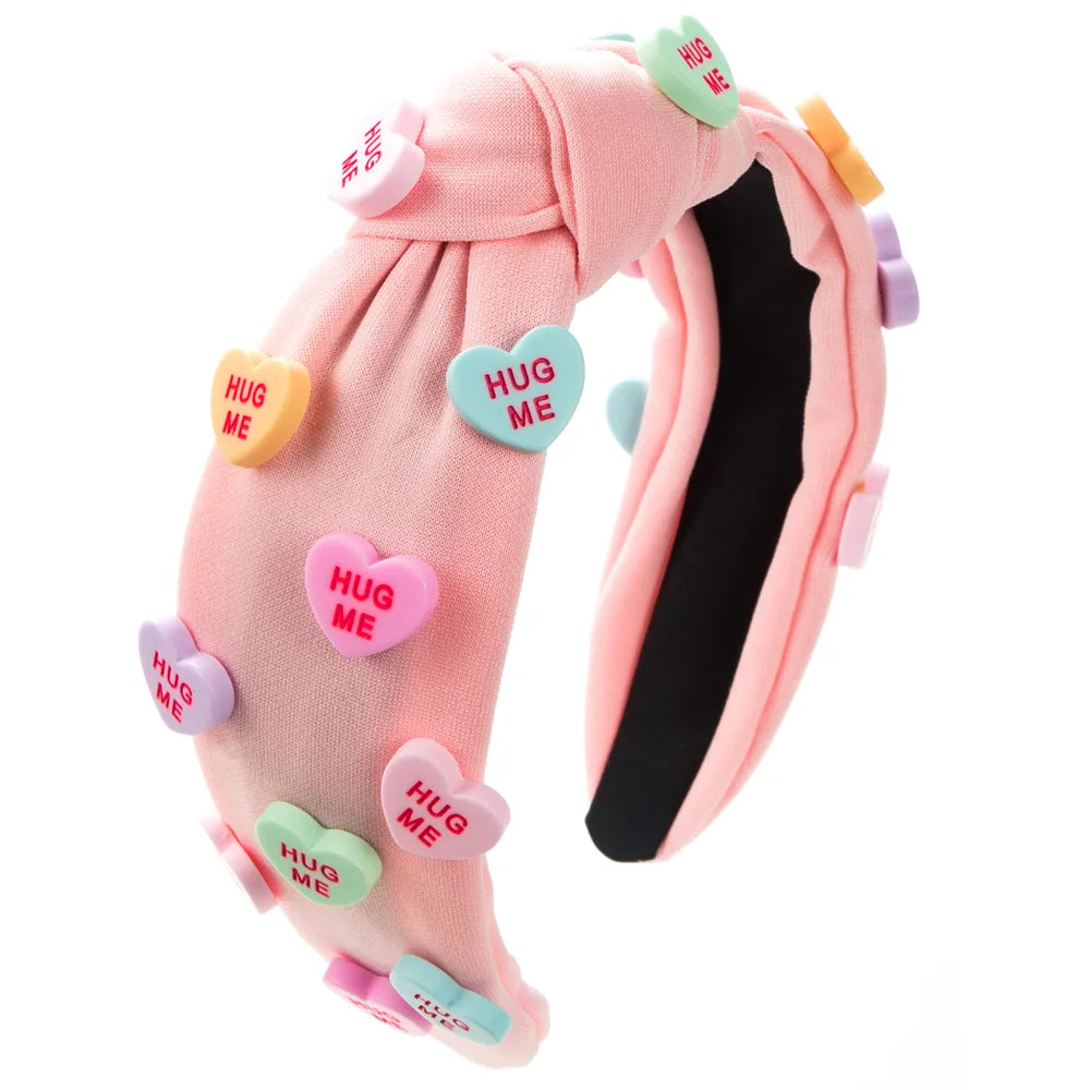 Women'S Cute Letter Heart Shape Cloth Resin Inlay Resin Hair Band