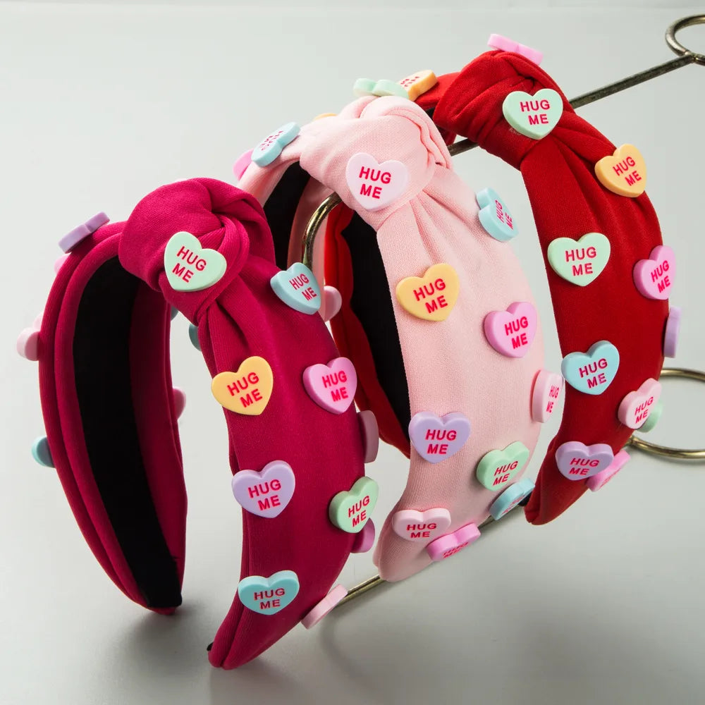 Women'S Cute Letter Heart Shape Cloth Resin Inlay Resin Hair Band