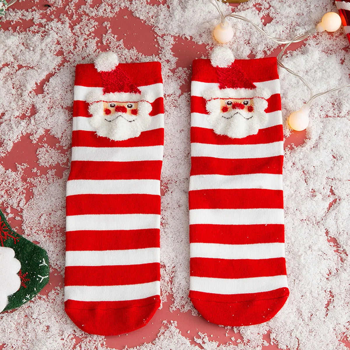 Women'S Cute Santa Claus Bear Snowflake Cotton Crew Socks