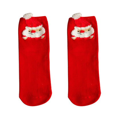 Women'S Cute Santa Claus Bear Snowflake Cotton Crew Socks