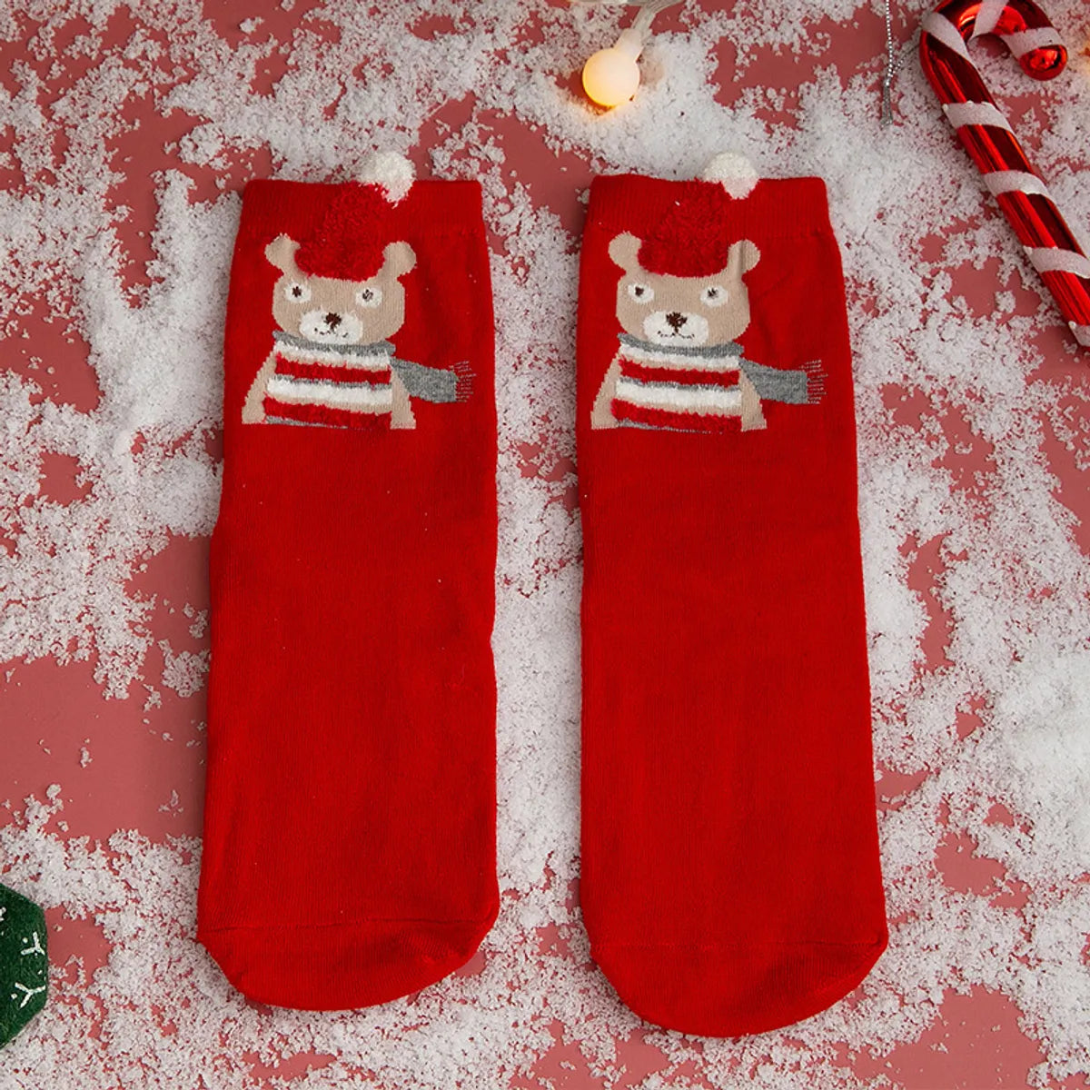 Women'S Cute Santa Claus Bear Snowflake Cotton Crew Socks