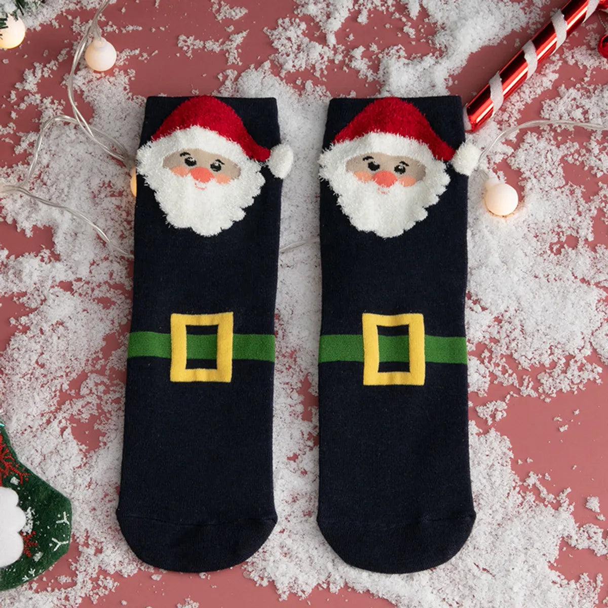 Women'S Cute Santa Claus Bear Snowflake Cotton Crew Socks