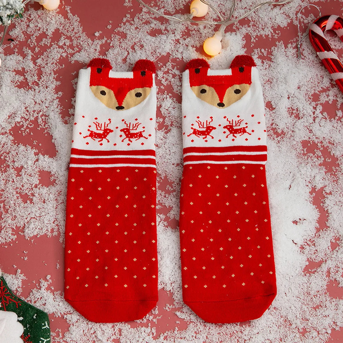 Women'S Cute Santa Claus Bear Snowflake Cotton Crew Socks