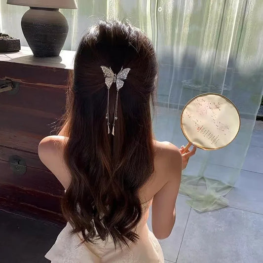 Women'S Cute Simple Style Butterfly Alloy Inlay Artificial Rhinestones Hair Clip