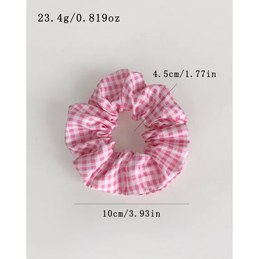 Women'S Cute Simple Style Plaid Cloth Hair Tie