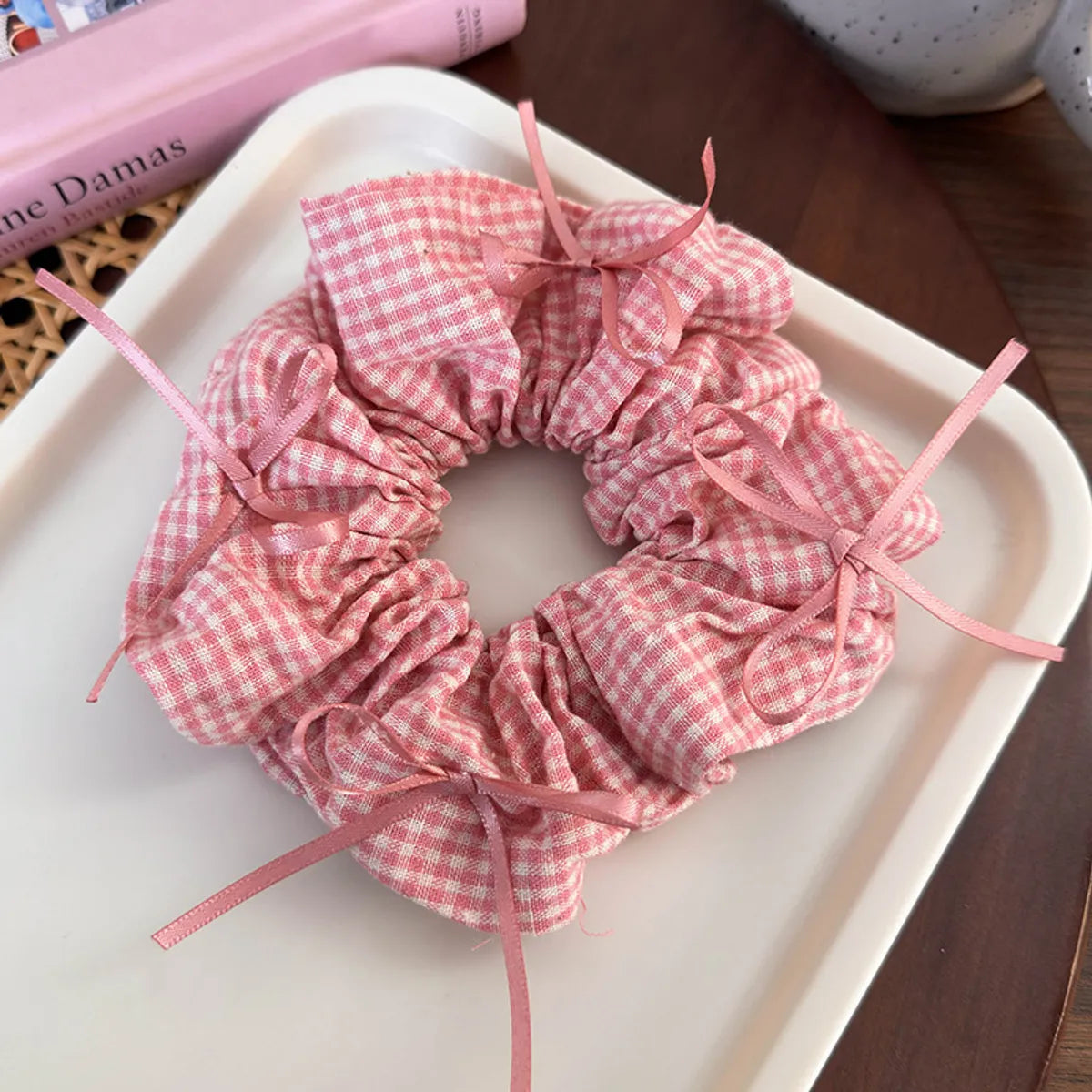 Women'S Cute Sweet Artistic Lattice Bow Knot Cloth Hair Tie