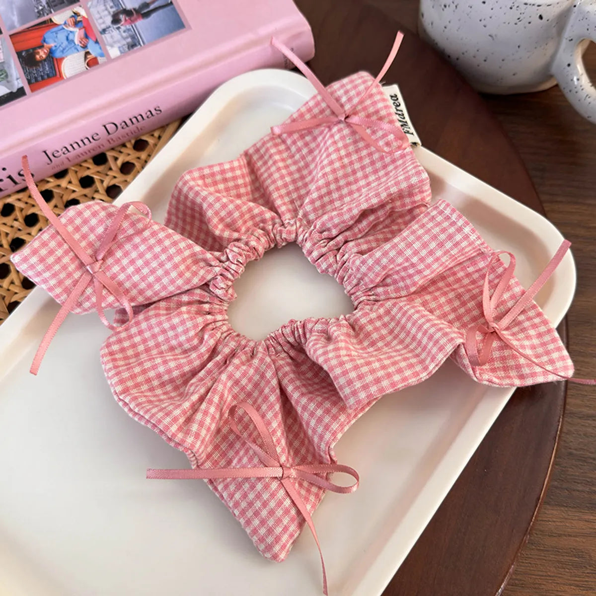 Women'S Cute Sweet Artistic Lattice Bow Knot Cloth Hair Tie