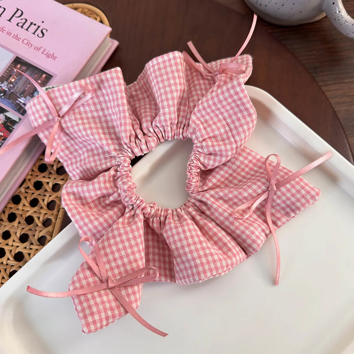 Women'S Cute Sweet Artistic Lattice Bow Knot Cloth Hair Tie