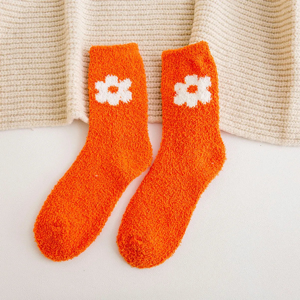 Women'S Cute Sweet Flower Polyester Jacquard Crew Socks A Pair