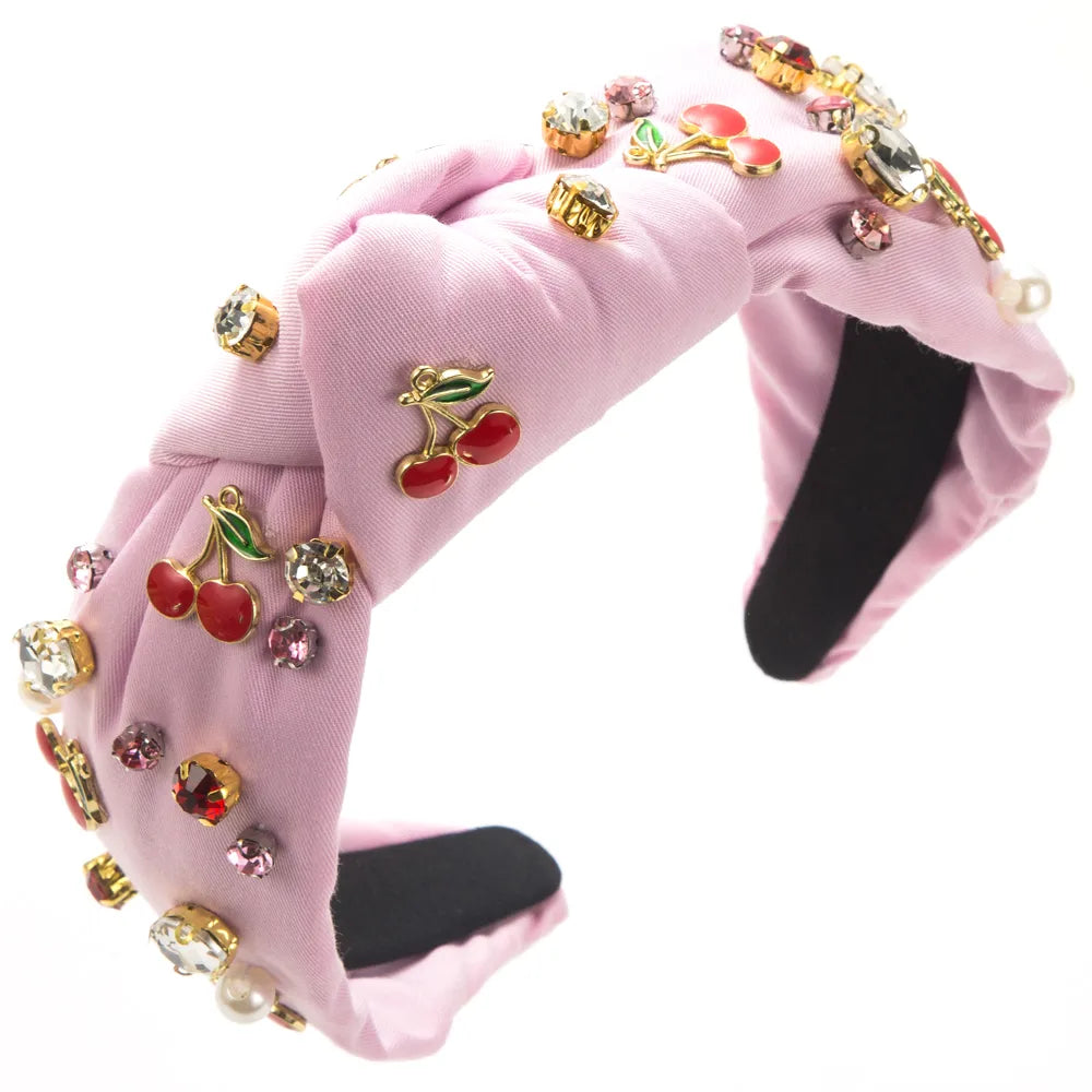 Women'S Cute Sweet Fruit Alloy Glass Inlay Glass Hair Band