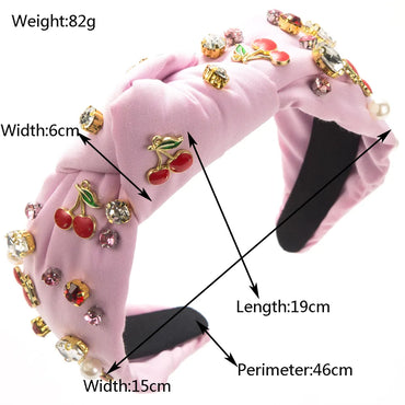 Women'S Cute Sweet Fruit Alloy Glass Inlay Glass Hair Band