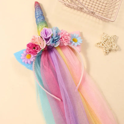 Women'S Cute Sweet Korean Style  Flower Gauze Lace Hair Band