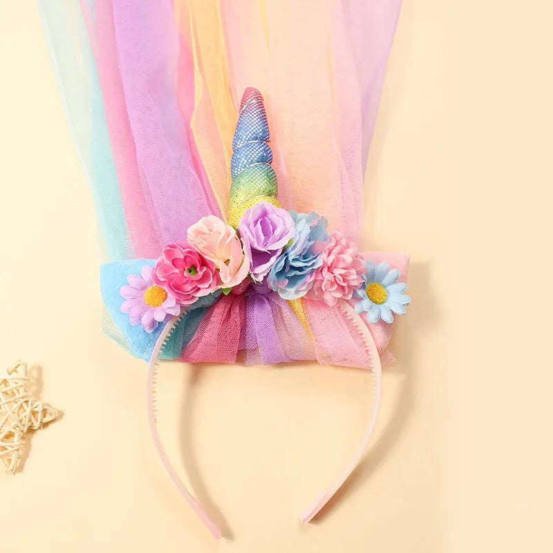 Women'S Cute Sweet Korean Style  Flower Gauze Lace Hair Band