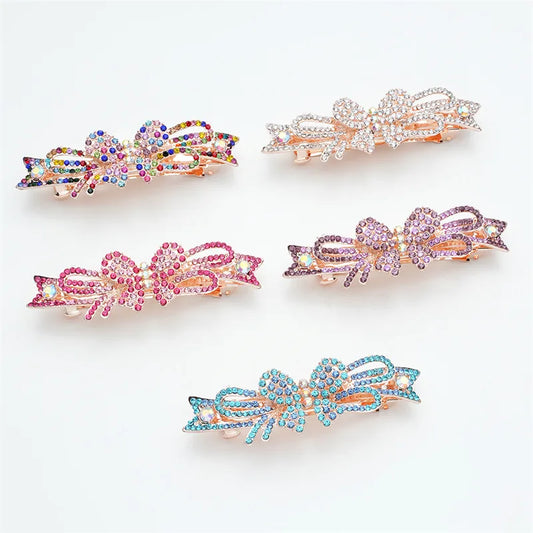 Women'S Elegant Bow Knot Alloy Inlay Rhinestones Zircon Hair Clip