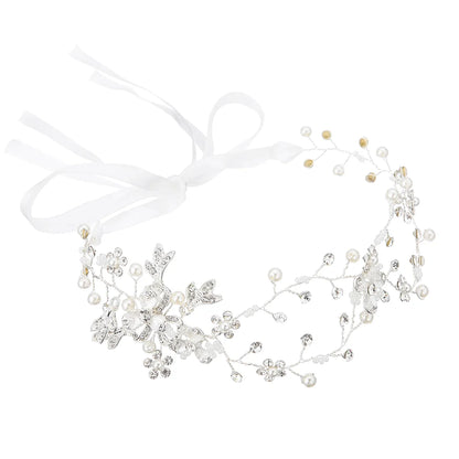 Women'S Elegant Bridal Shiny Leaf Flower Alloy Inlay Rhinestones Hair Band