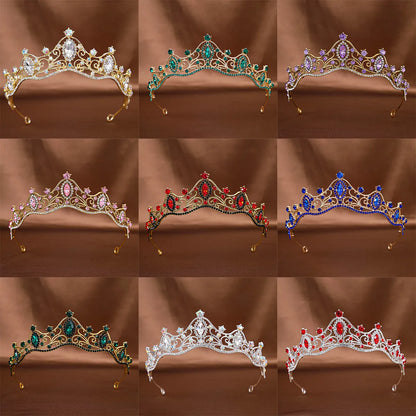 Women'S Elegant Bridal Streetwear Geometric Crown Alloy Plating Inlay Rhinestones Hair Band Crown