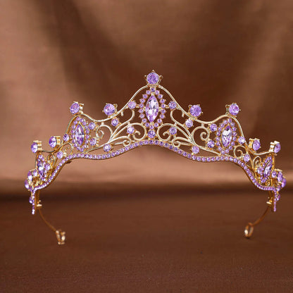 Women'S Elegant Bridal Streetwear Geometric Crown Alloy Plating Inlay Rhinestones Hair Band Crown