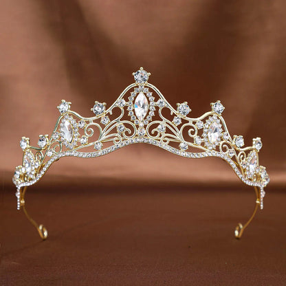 Women'S Elegant Bridal Streetwear Geometric Crown Alloy Plating Inlay Rhinestones Hair Band Crown