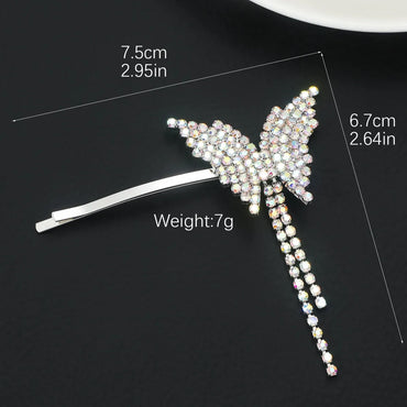 Women'S Elegant Butterfly Rhinestone Metal Plating Hair Clip