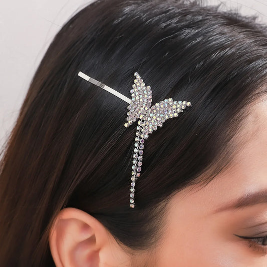 Women'S Elegant Butterfly Rhinestone Metal Plating Hair Clip