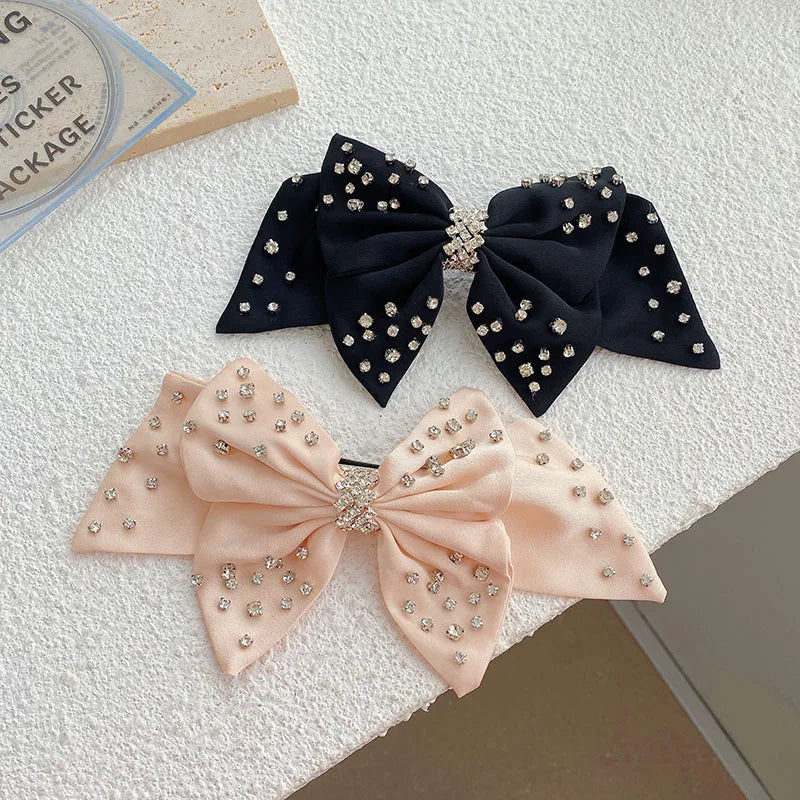 Women'S Elegant Fashion Bow Knot Cloth Headwear Artificial Rhinestones Hair Clip