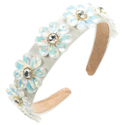 Women'S Elegant Flower Cloth Plating Inlay Glass Drill Hair Band