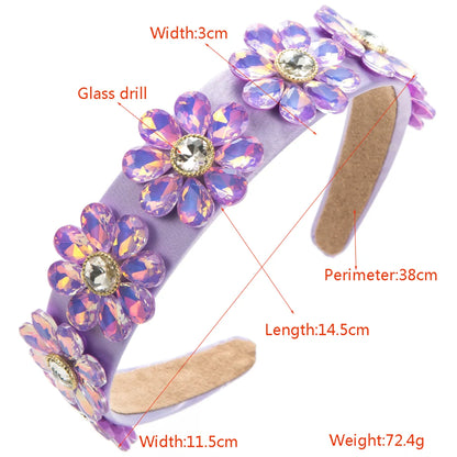 Women'S Elegant Flower Cloth Plating Inlay Glass Drill Hair Band