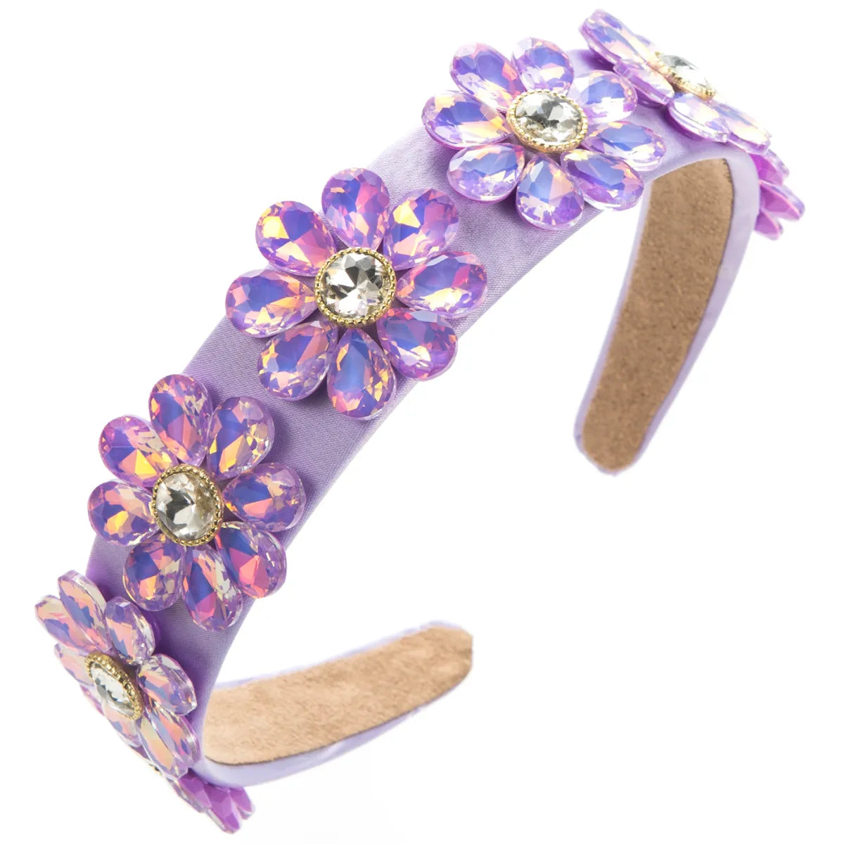 Women'S Elegant Flower Cloth Plating Inlay Glass Drill Hair Band