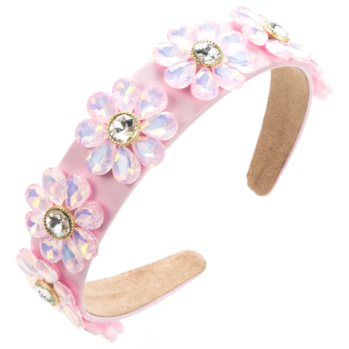 Women'S Elegant Flower Cloth Plating Inlay Glass Drill Hair Band