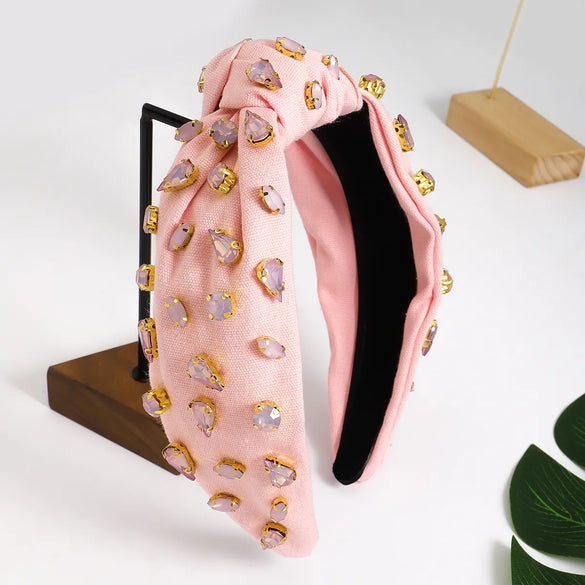 Women'S Elegant Glam Cute Solid Color Plastic Fabric Inlay Rhinestones Hair Band