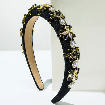 Women'S Elegant Glam Luxurious Flower Alloy Cloth Inlay Glass Pearl Hair Band