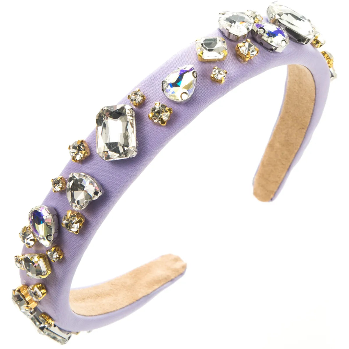 Women'S Elegant Glam Square Heart Shape Cloth Sponge Inlay Rhinestones Glass Stone Hair Band