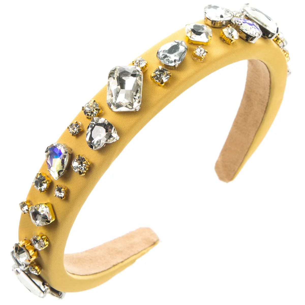 Women'S Elegant Glam Square Heart Shape Cloth Sponge Inlay Rhinestones Glass Stone Hair Band