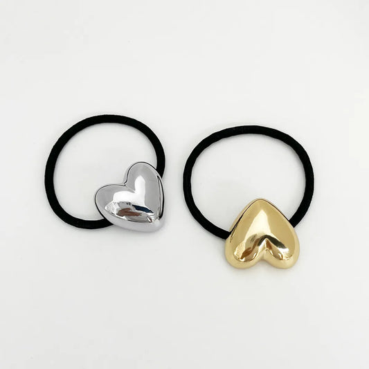 Women'S Elegant Heart Shape Alloy Elastic Band Hair Tie