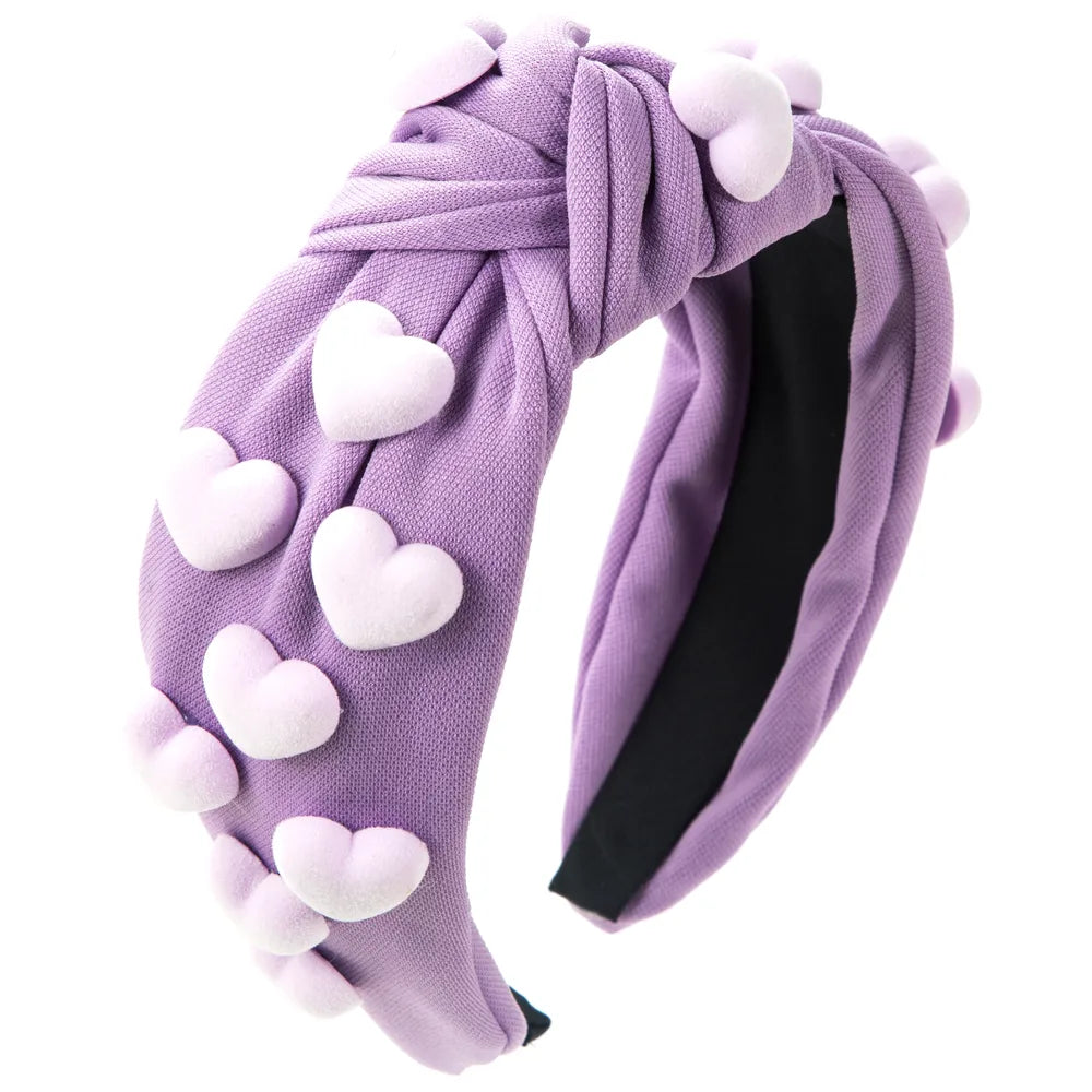 Women'S Elegant Heart Shape Cloth Resin Inlay Resin Hair Band